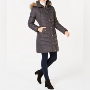 Michael Kors Petite Faux Fur Trim Hooded Down Puffer Coat - NEW WITH TAGS